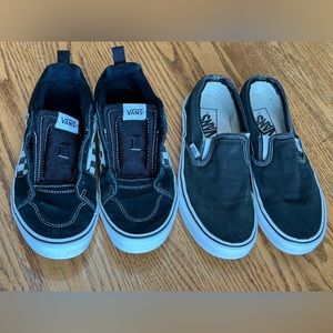 Two pair of black vans women’s size 6 1/2/men’s size 5 good used condition